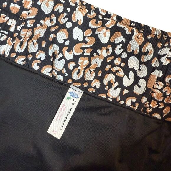 Free People Movement S Run Wild Shorts Animal Print Brown Black Lined Athleisure - Picture 4 of 12